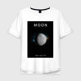 Мужская футболка хлопок Oversize с принтом Moon | Луна  (Space collections) в Екатеринбурге, 100% хлопок | свободный крой, круглый ворот, “спинка” длиннее передней части | 0x000000123 | ambient | moon | nebula | space | астрономия | космос | луна