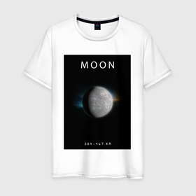 Мужская футболка хлопок с принтом Moon | Луна  (Space collections) в Новосибирске, 100% хлопок | прямой крой, круглый вырез горловины, длина до линии бедер, слегка спущенное плечо. | 0x000000123 | ambient | moon | nebula | space | астрономия | космос | луна