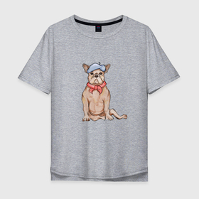 Мужская футболка хлопок Oversize с принтом Собака сидит в Санкт-Петербурге, 100% хлопок | свободный крой, круглый ворот, “спинка” длиннее передней части | dog | питбуль | собака | собака коричневая | собака сидит