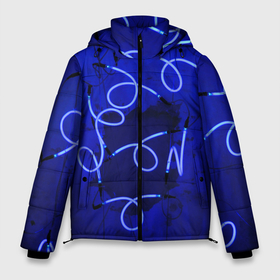 Мужская зимняя куртка 3D с принтом Неоновые закрученные фонари   Синий в Новосибирске, верх — 100% полиэстер; подкладка — 100% полиэстер; утеплитель — 100% полиэстер | длина ниже бедра, свободный силуэт Оверсайз. Есть воротник-стойка, отстегивающийся капюшон и ветрозащитная планка. 

Боковые карманы с листочкой на кнопках и внутренний карман на молнии. | abstraction | art | artwork | colorful | colors | flashlights | lights | neon | surrealism | абстракция | арт | искусство | лампочки | лампы | неон | разноцветный | сюрреализм | фонари | цвета