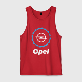 Мужская майка хлопок с принтом Opel в стиле Top Gear в Петрозаводске, 100% хлопок |  | auto | brand | gear | logo | opel | symbol | top | авто | бренд | гир | лого | опель | символ | топ