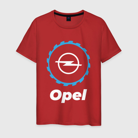 Мужская футболка хлопок с принтом Opel в стиле Top Gear , 100% хлопок | прямой крой, круглый вырез горловины, длина до линии бедер, слегка спущенное плечо. | auto | brand | gear | logo | opel | symbol | top | авто | бренд | гир | лого | опель | символ | топ