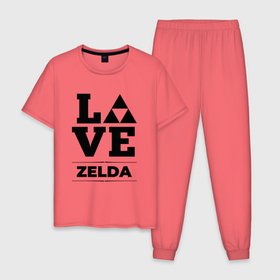 Мужская пижама хлопок с принтом Zelda Love Classic в Екатеринбурге, 100% хлопок | брюки и футболка прямого кроя, без карманов, на брюках мягкая резинка на поясе и по низу штанин
 | legend | logo | love | the | zelda | зельда | игра | игры | легенд | лого | логотип | символ