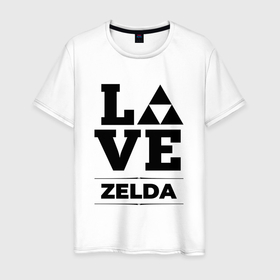 Мужская футболка хлопок с принтом Zelda Love Classic в Петрозаводске, 100% хлопок | прямой крой, круглый вырез горловины, длина до линии бедер, слегка спущенное плечо. | legend | logo | love | the | zelda | зельда | игра | игры | легенд | лого | логотип | символ