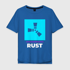 Мужская футболка хлопок Oversize с принтом Символ Rust в неоновых цветах в Курске, 100% хлопок | свободный крой, круглый ворот, “спинка” длиннее передней части | logo | neon | rust | игра | игры | лого | логотип | неон | раст | символ