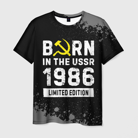 Мужская футболка 3D с принтом Born In The USSR 1986 year Limited Edition в Новосибирске, 100% полиэфир | прямой крой, круглый вырез горловины, длина до линии бедер | 