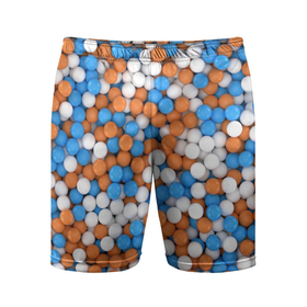 Мужские шорты спортивные с принтом Глянцевые Разноцветные Шарики ,  |  | ball | holiday | глянец | мячики | праздник