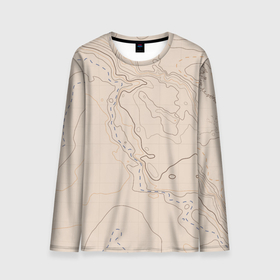 Мужской лонгслив 3D с принтом Песчаная Топографическая Карта в Тюмени, 100% полиэстер | длинные рукава, круглый вырез горловины, полуприлегающий силуэт | map | topography | география | земля | карта | песчаный | суша | топография
