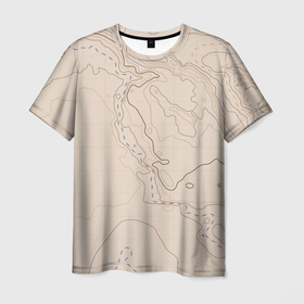 Мужская футболка 3D с принтом Песчаная Топографическая Карта в Белгороде, 100% полиэфир | прямой крой, круглый вырез горловины, длина до линии бедер | Тематика изображения на принте: map | topography | география | земля | карта | песчаный | суша | топография
