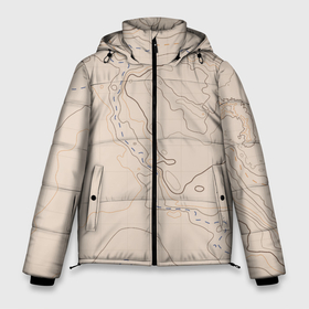 Мужская зимняя куртка 3D с принтом Песчаная Топографическая Карта , верх — 100% полиэстер; подкладка — 100% полиэстер; утеплитель — 100% полиэстер | длина ниже бедра, свободный силуэт Оверсайз. Есть воротник-стойка, отстегивающийся капюшон и ветрозащитная планка. 

Боковые карманы с листочкой на кнопках и внутренний карман на молнии. | map | topography | география | земля | карта | песчаный | суша | топография