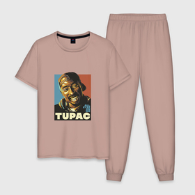 Мужская пижама хлопок с принтом Tupac   All Eyez On me в Тюмени, 100% хлопок | брюки и футболка прямого кроя, без карманов, на брюках мягкая резинка на поясе и по низу штанин
 | 2pac | california | hiphop | music | rap | rip | shakur | thuglife | tupac | калифорния | музыка | рэп | рэпер | тупак | хипхоп | шакур