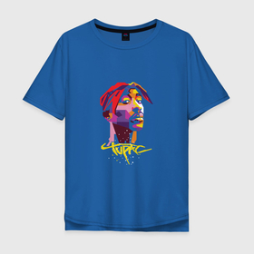 Мужская футболка хлопок Oversize с принтом Tupac Color в Новосибирске, 100% хлопок | свободный крой, круглый ворот, “спинка” длиннее передней части | Тематика изображения на принте: 2pac | california | hiphop | music | rap | rip | shakur | thuglife | tupac | калифорния | музыка | рэп | рэпер | тупак | хипхоп | шакур