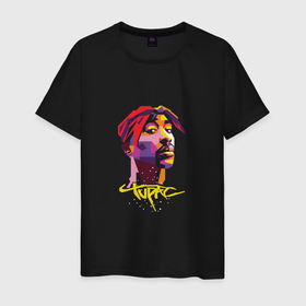 Мужская футболка хлопок с принтом Tupac Color в Новосибирске, 100% хлопок | прямой крой, круглый вырез горловины, длина до линии бедер, слегка спущенное плечо. | Тематика изображения на принте: 2pac | california | hiphop | music | rap | rip | shakur | thuglife | tupac | калифорния | музыка | рэп | рэпер | тупак | хипхоп | шакур