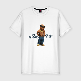 Мужская футболка хлопок Slim с принтом Tupac Rip в Новосибирске, 92% хлопок, 8% лайкра | приталенный силуэт, круглый вырез ворота, длина до линии бедра, короткий рукав | 2pac | california | hiphop | music | rap | rip | shakur | thuglife | tupac | калифорния | музыка | рэп | рэпер | тупак | хипхоп | шакур