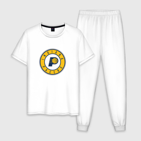 Мужская пижама хлопок с принтом Индиана Пэйсерс NBA , 100% хлопок | брюки и футболка прямого кроя, без карманов, на брюках мягкая резинка на поясе и по низу штанин
 | indiana pacers | nba | баскетбол | индиана пэйсерс | нба