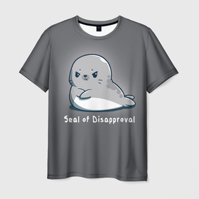 Мужская футболка 3D с принтом Seal of Disapproval в Тюмени, 100% полиэфир | прямой крой, круглый вырез горловины, длина до линии бедер | seal of disapproval | водное животное | животное | зверек | зверь | знак неодобрения | милый тюлень | морской леопард | морской слон | недовольный тюлень | неодобрение | нерпа | тюленёнок | тюлень