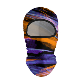 Балаклава 3D с принтом Неоновые прерывающиеся линии   Оранжевый и фиолетовый в Петрозаводске, 100% полиэстер, ткань с особыми свойствами — Activecool | плотность 150–180 г/м2; хорошо тянется, но при этом сохраняет форму. Закрывает шею, вокруг отверстия для глаз кайма. Единый размер | abstraction | art | artwork | colorful | colors | neon | surrealism | абстракция | арт | искусство | краски | линии | лучи | неон | разноцветный | сюрреализм | цвета
