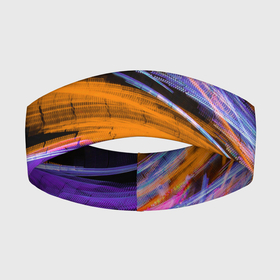 Повязка на голову 3D с принтом Неоновые прерывающиеся линии  Оранжевый и фиолетовый в Белгороде,  |  | abstraction | art | artwork | colorful | colors | neon | surrealism | абстракция | арт | искусство | краски | линии | лучи | неон | разноцветный | сюрреализм | цвета