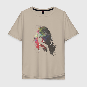 Мужская футболка хлопок Oversize с принтом Акварельная , 100% хлопок | свободный крой, круглый ворот, “спинка” длиннее передней части | акварель | акварельная | арт | голова | девушка | живопись | размытие