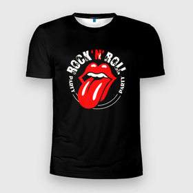 Мужская футболка 3D Slim с принтом PARTY ROCK N ROLL PARTY , 100% полиэстер с улучшенными характеристиками | приталенный силуэт, круглая горловина, широкие плечи, сужается к линии бедра | вечеринка | музыка | рок н ролл | танцы | язык