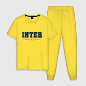 Мужская пижама хлопок с принтом Inter FC Classic , 100% хлопок | брюки и футболка прямого кроя, без карманов, на брюках мягкая резинка на поясе и по низу штанин
 | Тематика изображения на принте: club | football | inter | logo | интер | клуб | лого | мяч | символ | спорт | футбол | футболист | футболисты | футбольный