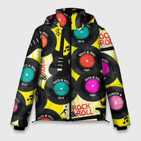 Мужская зимняя куртка 3D с принтом ROCKNROLL VINYL RECORDS в Тюмени, верх — 100% полиэстер; подкладка — 100% полиэстер; утеплитель — 100% полиэстер | длина ниже бедра, свободный силуэт Оверсайз. Есть воротник-стойка, отстегивающийся капюшон и ветрозащитная планка. 

Боковые карманы с листочкой на кнопках и внутренний карман на молнии. | виниловые пластинки | винтаж | гитара | музыка | ностальгия | рок н ролл