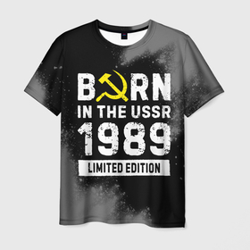 Мужская футболка 3D с принтом Born In The USSR 1989 year Limited Edition в Санкт-Петербурге, 100% полиэфир | прямой крой, круглый вырез горловины, длина до линии бедер | 