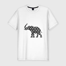 Мужская футболка хлопок Slim с принтом Звездный слон в Курске, 92% хлопок, 8% лайкра | приталенный силуэт, круглый вырез ворота, длина до линии бедра, короткий рукав | графика | животное | звезда | звезды | слон | штрих