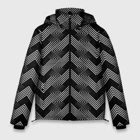 Мужская зимняя куртка 3D с принтом Геометрический черно белый узор Арт Деко в Белгороде, верх — 100% полиэстер; подкладка — 100% полиэстер; утеплитель — 100% полиэстер | длина ниже бедра, свободный силуэт Оверсайз. Есть воротник-стойка, отстегивающийся капюшон и ветрозащитная планка. 

Боковые карманы с листочкой на кнопках и внутренний карман на молнии. | art deco | black and white | geometric pattern | арт деко | геометрический | современный | черно белый