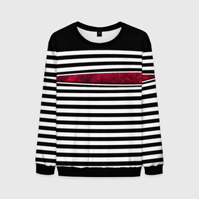 Мужской свитшот 3D с принтом Полосатый современный черно белый с красной вставкой узор , 100% полиэстер с мягким внутренним слоем | круглый вырез горловины, мягкая резинка на манжетах и поясе, свободная посадка по фигуре | Тематика изображения на принте: red | striped pattern | stripes | красный и черный | красный мрамор | полосатый узор | черно белый