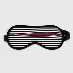 Маска для сна 3D с принтом Полосатый современный черно белый с красной вставкой узор в Новосибирске, внешний слой — 100% полиэфир, внутренний слой — 100% хлопок, между ними — поролон |  | red | striped pattern | stripes | красный и черный | красный мрамор | полосатый узор | черно белый