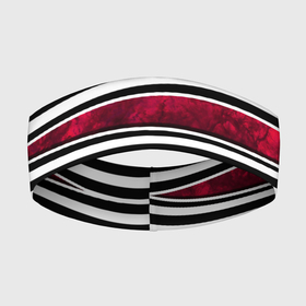 Повязка на голову 3D с принтом Полосатый современный черно белый с красной вставкой узор в Тюмени,  |  | red | striped pattern | stripes | красный и черный | красный мрамор | полосатый узор | черно белый