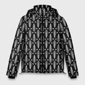 Мужская зимняя куртка 3D с принтом Черно белый современный модный  узор листья в Тюмени, верх — 100% полиэстер; подкладка — 100% полиэстер; утеплитель — 100% полиэстер | длина ниже бедра, свободный силуэт Оверсайз. Есть воротник-стойка, отстегивающийся капюшон и ветрозащитная планка. 

Боковые карманы с листочкой на кнопках и внутренний карман на молнии. | Тематика изображения на принте: black and white | fashionable | leaves | абстрактные листья | листья | современный узор | черно белый