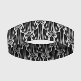 Повязка на голову 3D с принтом Черно белый модный геометрический узор арт деко в Новосибирске,  |  | art deco | black and white | fashionable | geometric pattern | арт деко | геометрические фигуры | геометрический узор | черно белый