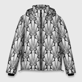 Мужская зимняя куртка 3D с принтом Современный геометрический узор светлый фон в Белгороде, верх — 100% полиэстер; подкладка — 100% полиэстер; утеплитель — 100% полиэстер | длина ниже бедра, свободный силуэт Оверсайз. Есть воротник-стойка, отстегивающийся капюшон и ветрозащитная планка. 

Боковые карманы с листочкой на кнопках и внутренний карман на молнии. | art deco | black and white | fashionable | geometric pattern | арт деко | белый фон | геометрические фигуры | современный | черно белый