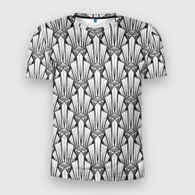 Мужская футболка 3D Slim с принтом Современный геометрический узор светлый фон в Белгороде, 100% полиэстер с улучшенными характеристиками | приталенный силуэт, круглая горловина, широкие плечи, сужается к линии бедра | art deco | black and white | fashionable | geometric pattern | арт деко | белый фон | геометрические фигуры | современный | черно белый