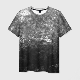 Мужская футболка 3D с принтом Текстура камня черно белый узор в Курске, 100% полиэфир | прямой крой, круглый вырез горловины, длина до линии бедер | abstract | black and white | fashionable | мраморный | текстура камня | черно белый
