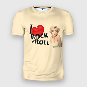 Мужская футболка 3D Slim с принтом NOSTALGIA FOR ROCK AND ROLL в Курске, 100% полиэстер с улучшенными характеристиками | приталенный силуэт, круглая горловина, широкие плечи, сужается к линии бедра | love | marilyn monroe | любовь | музыка | мэрилин монро | рок н ролл