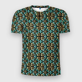 Мужская футболка 3D Slim с принтом Абстракция Объемные узоры в Кировске, 100% полиэстер с улучшенными характеристиками | приталенный силуэт, круглая горловина, широкие плечи, сужается к линии бедра | бутоны | паттерн | т | узор | узоры | цветы