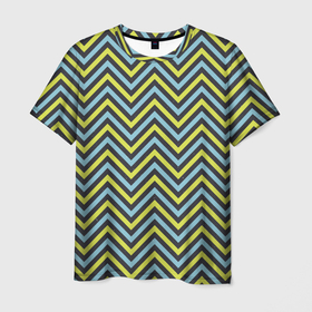 Мужская футболка 3D с принтом Ретро Зигзаг в Екатеринбурге, 100% полиэфир | прямой крой, круглый вырез горловины, длина до линии бедер | pattern | retro | zig zag | zigzag | зиг заг | зигзаг | ретро | узор