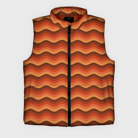 Мужской жилет утепленный 3D с принтом Ретро Волна в Петрозаводске,  |  | orange | pattern | retro | wave | волна | оранжевый | ретро | узор