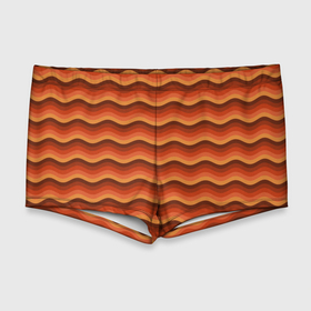 Мужские купальные плавки 3D с принтом Ретро Волна , Полиэстер 85%, Спандекс 15% |  | orange | pattern | retro | wave | волна | оранжевый | ретро | узор
