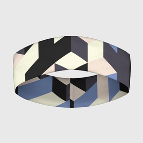 Повязка на голову 3D с принтом Изометрическая Мозаика в Белгороде,  |  | isometric | mosaic | pattern | изометрический | мозаика | синий | узор