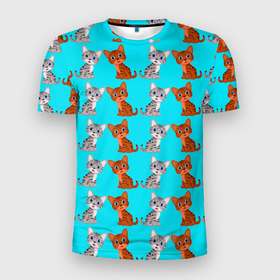 Мужская футболка 3D Slim с принтом CURIOUS KITTENS , 100% полиэстер с улучшенными характеристиками | приталенный силуэт, круглая горловина, широкие плечи, сужается к линии бедра | детская картинка | домашние | животные | забавные | котята | любопытные | текстура