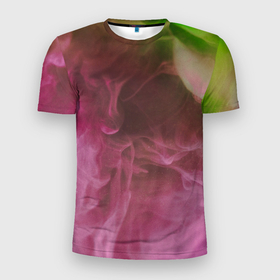 Мужская футболка 3D Slim с принтом Неоновый дым   Розовый и зелёный , 100% полиэстер с улучшенными характеристиками | приталенный силуэт, круглая горловина, широкие плечи, сужается к линии бедра | abstraction | art | artwork | colorful | colors | fog | neon | smoke | surrealism | абстракция | арт | дым | искусство | неон | разноцветный | сюрреализм | туман | цвета