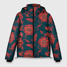 Мужская зимняя куртка 3D с принтом Red flowers texture в Новосибирске, верх — 100% полиэстер; подкладка — 100% полиэстер; утеплитель — 100% полиэстер | длина ниже бедра, свободный силуэт Оверсайз. Есть воротник-стойка, отстегивающийся капюшон и ветрозащитная планка. 

Боковые карманы с листочкой на кнопках и внутренний карман на молнии. | flowers | красные цветы | растения | текстура | цветы