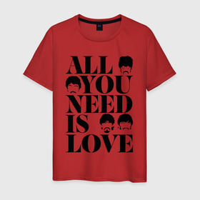 Мужская футболка хлопок с принтом ALL YOU NEED IS LOVE THE BEATLES в Екатеринбурге, 100% хлопок | прямой крой, круглый вырез горловины, длина до линии бедер, слегка спущенное плечо. | Тематика изображения на принте: england | john lennon | liverpool | love | music | paul | ringo star | rock | the beatles | битлз | джон леннон | ливерпуль | любовь | музыка | пол маккартни | ретро | ринго стар | рок | четверка