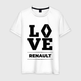 Мужская футболка хлопок с принтом Renault Love Classic в Петрозаводске, 100% хлопок | прямой крой, круглый вырез горловины, длина до линии бедер, слегка спущенное плечо. | auto | brand | logo | love | renault | symbol | авто | бренд | лого | рено | символ