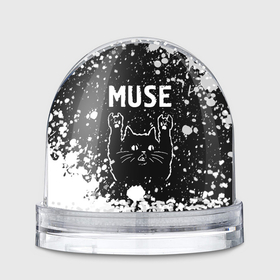 Игрушка Снежный шар с принтом Группа Muse и Рок Кот , Пластик | Изображение внутри шара печатается на глянцевой фотобумаге с двух сторон | band | metal | muse | paint | rock | брызги | группа | кот | краска | мьюз | рок | рок кот