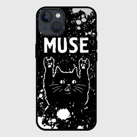 Чехол для iPhone 13 с принтом Группа Muse и Рок Кот в Санкт-Петербурге,  |  | band | metal | muse | paint | rock | брызги | группа | кот | краска | мьюз | рок | рок кот